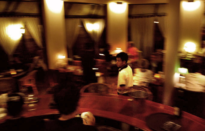 View of the inside of the Elephant restaurant in Luang Prabang